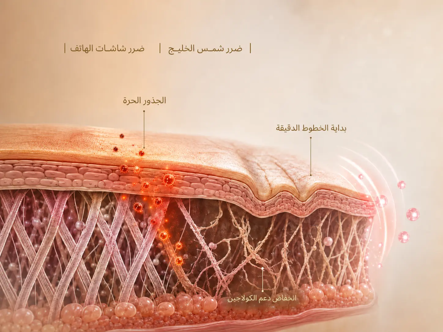 ليش الخطوط تبدأ تبان حتى لو بشرتك لسه صغيرة؟